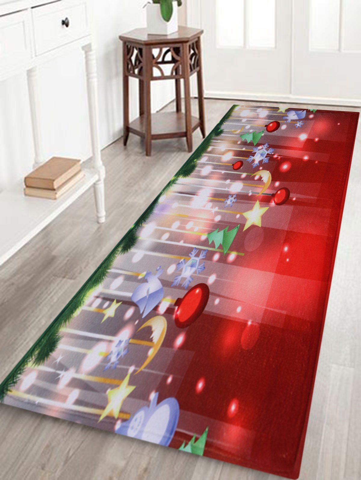 

Christmas Baubles Stars Pattern Anti-Skid Water Absorption Area Rug, Colormix