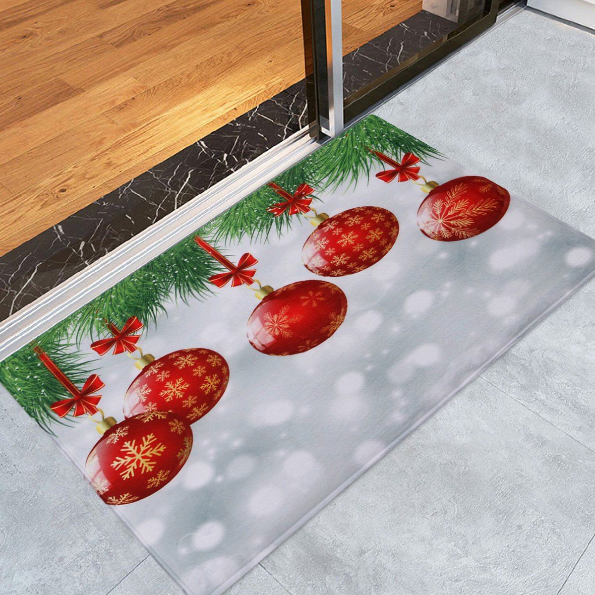 

Christmas Baubles Pattern Anti-skid Water Absorption Area Rug, Colormix