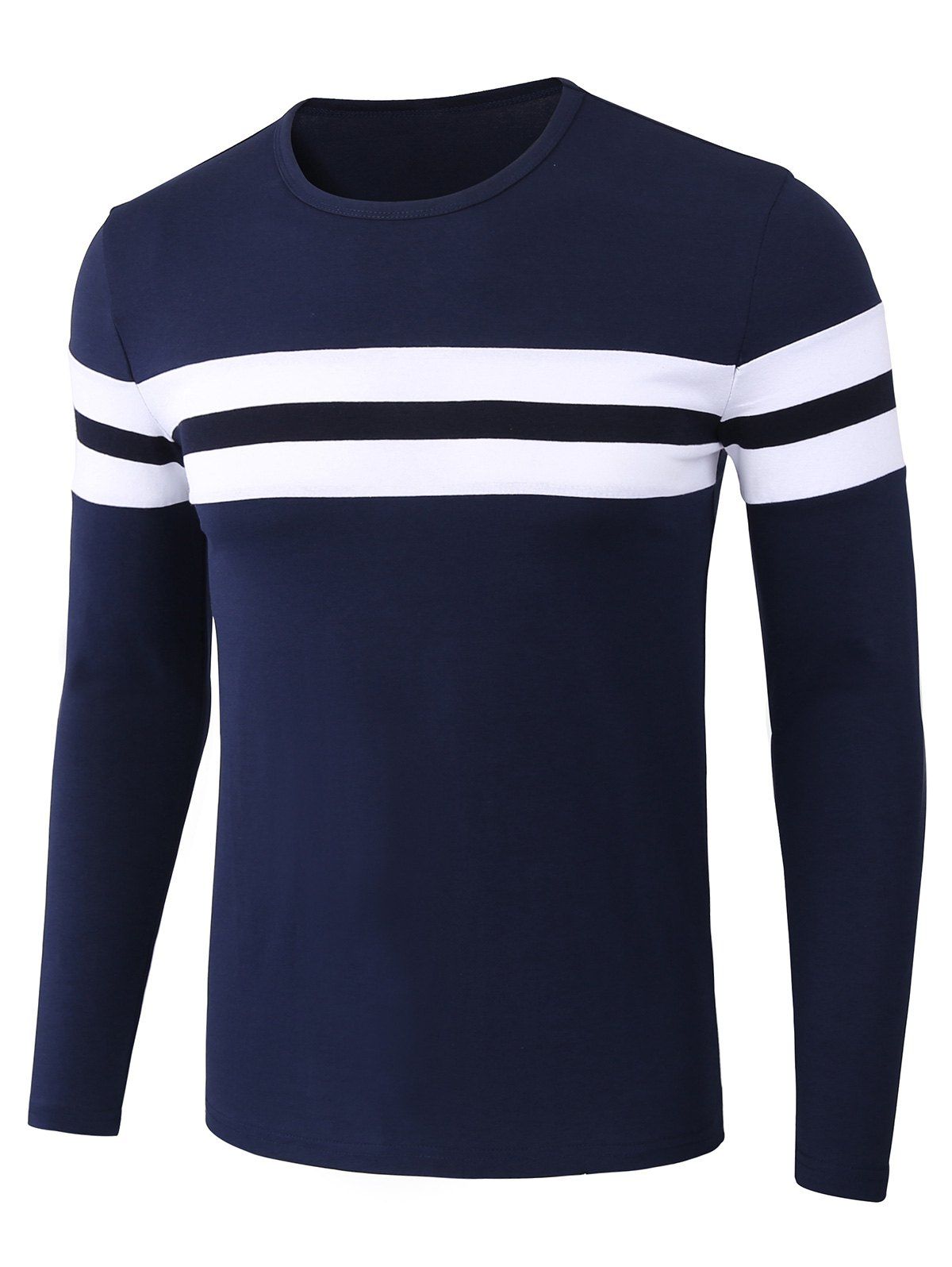 

Stripe Trim Long Sleeve T-shirt, Blue