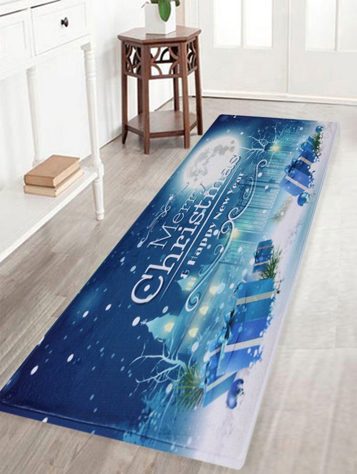 

Christmas Night Pattern Anti-skid Water Absorption Area Rug, Blue