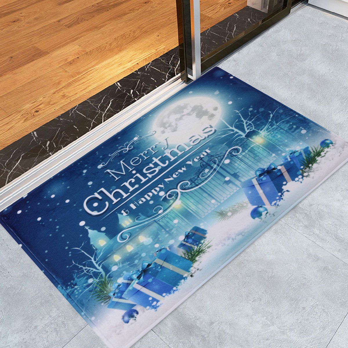

Christmas Night Pattern Anti-skid Water Absorption Area Rug, Blue