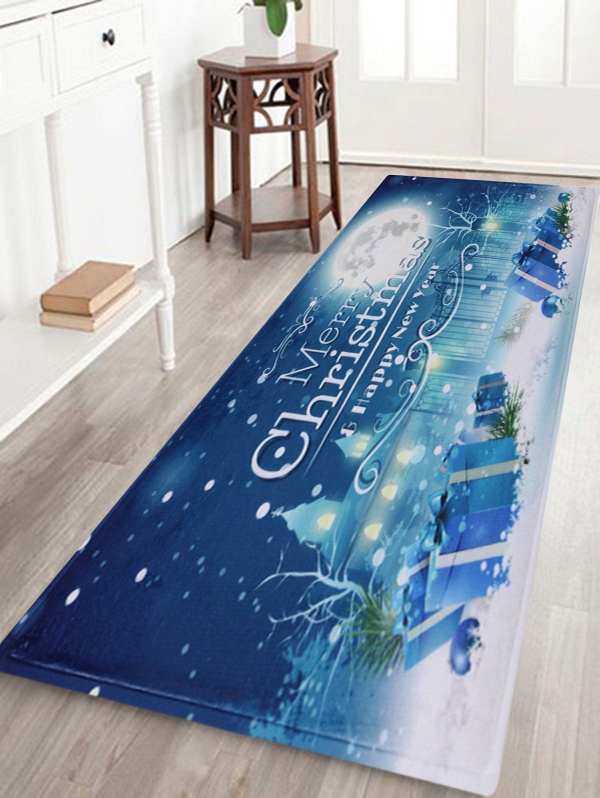 

Christmas Night Pattern Anti-skid Water Absorption Area Rug, Blue