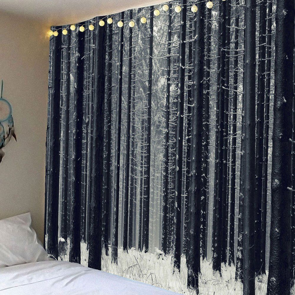 

Wall Decor Snowfield Forest Patterned Waterproof Tapestry, Gray