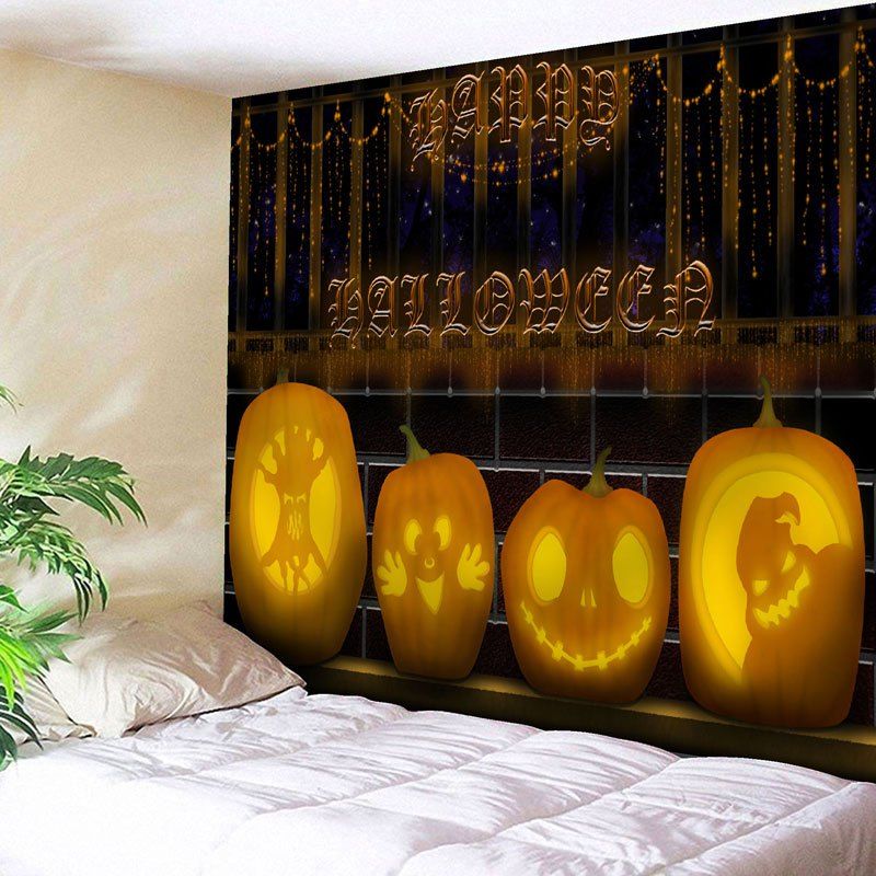 

Wall Decor Pumpkin Lantern Halloween Tapestry, Colormix