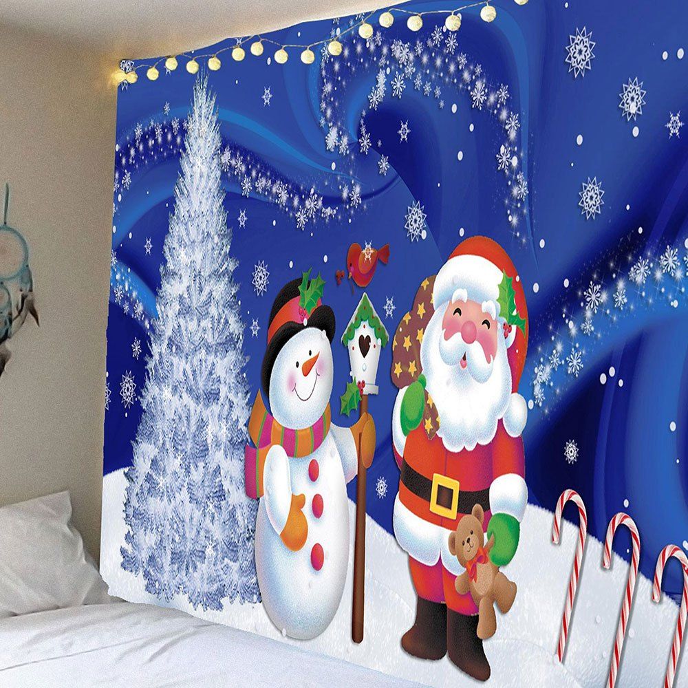 

Father Christmas and Snow Printed Waterproof Wall Art Tapestry, Colormix
