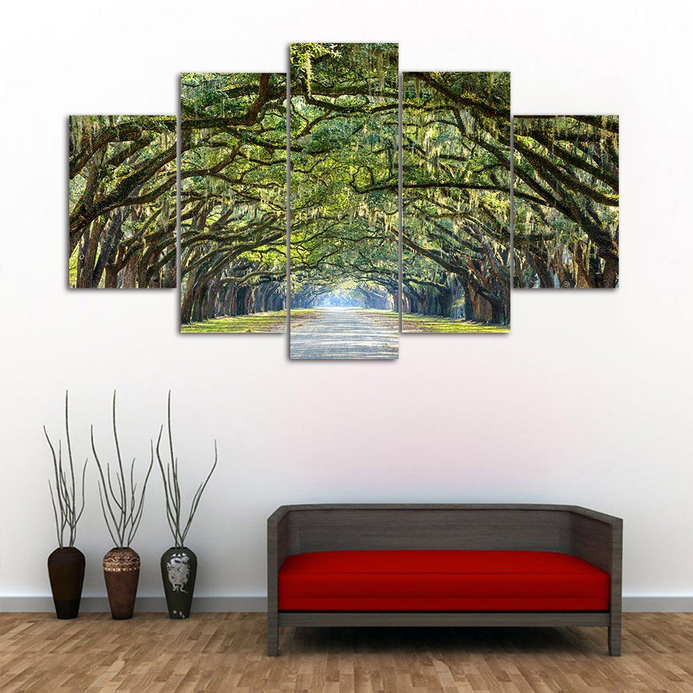 

Forest Avenue Print Unframed Split Canvas Paintings, Green