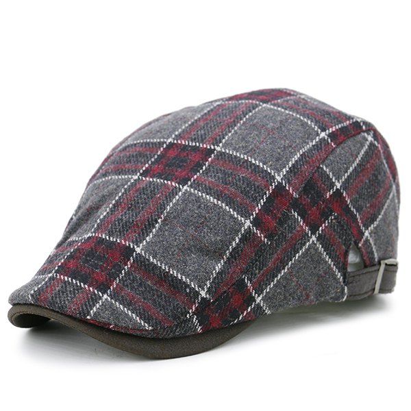 

Tartan Pattern Faux Woolen Cabbie Hat, Red