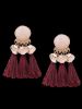 Faux Gemstone Alloy Leaf Disque Tassel Earrings -  