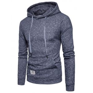 

Drop Shoulder Drawstring Knitted Pullover Hoodie, Deep gray