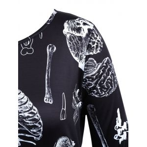 plus sleeve halloween skeleton shirt dress dresses rosegal
