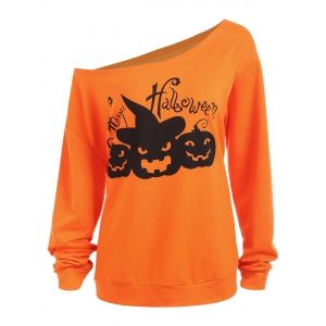 

Plus Size Pumpkin Happy Halloween Sweatshirt, Orange