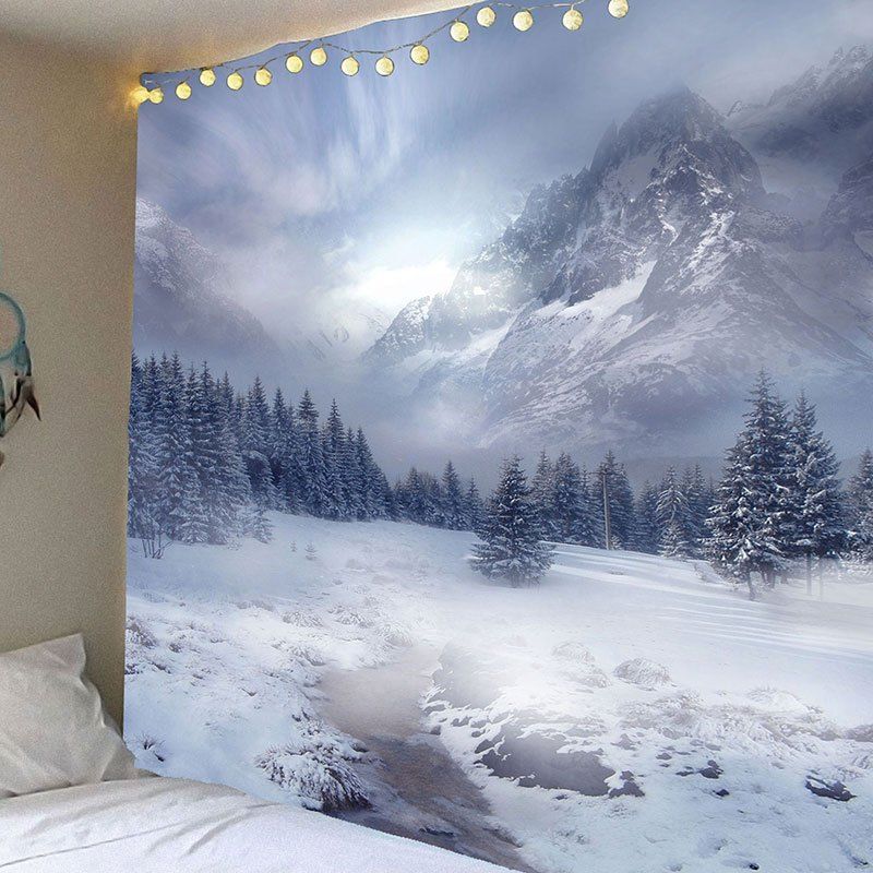

Snow Mountain Printed Waterproof Wall Decor Tapestry, Gray
