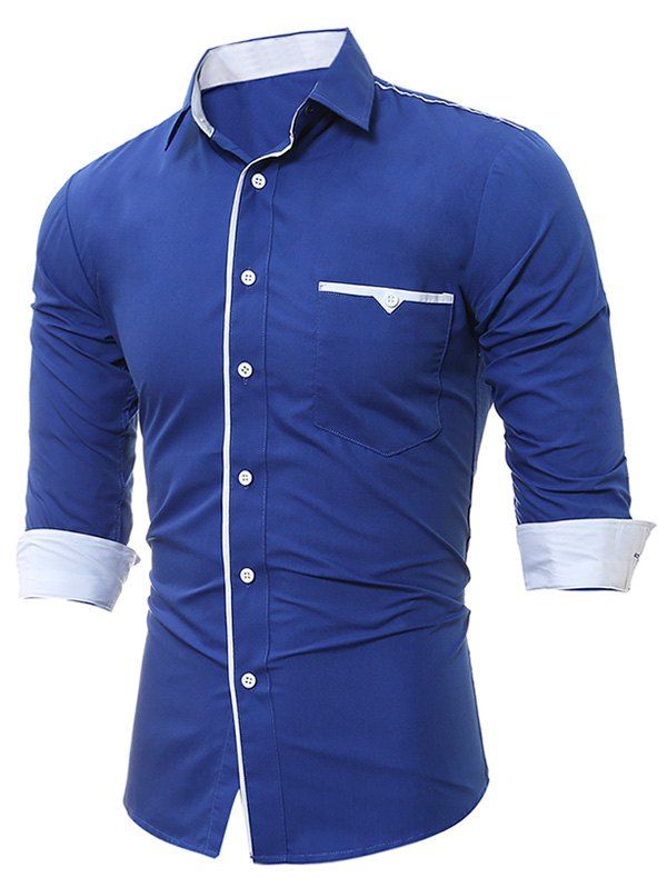 

Long Sleeve Edging Pocket Shirt, Royal