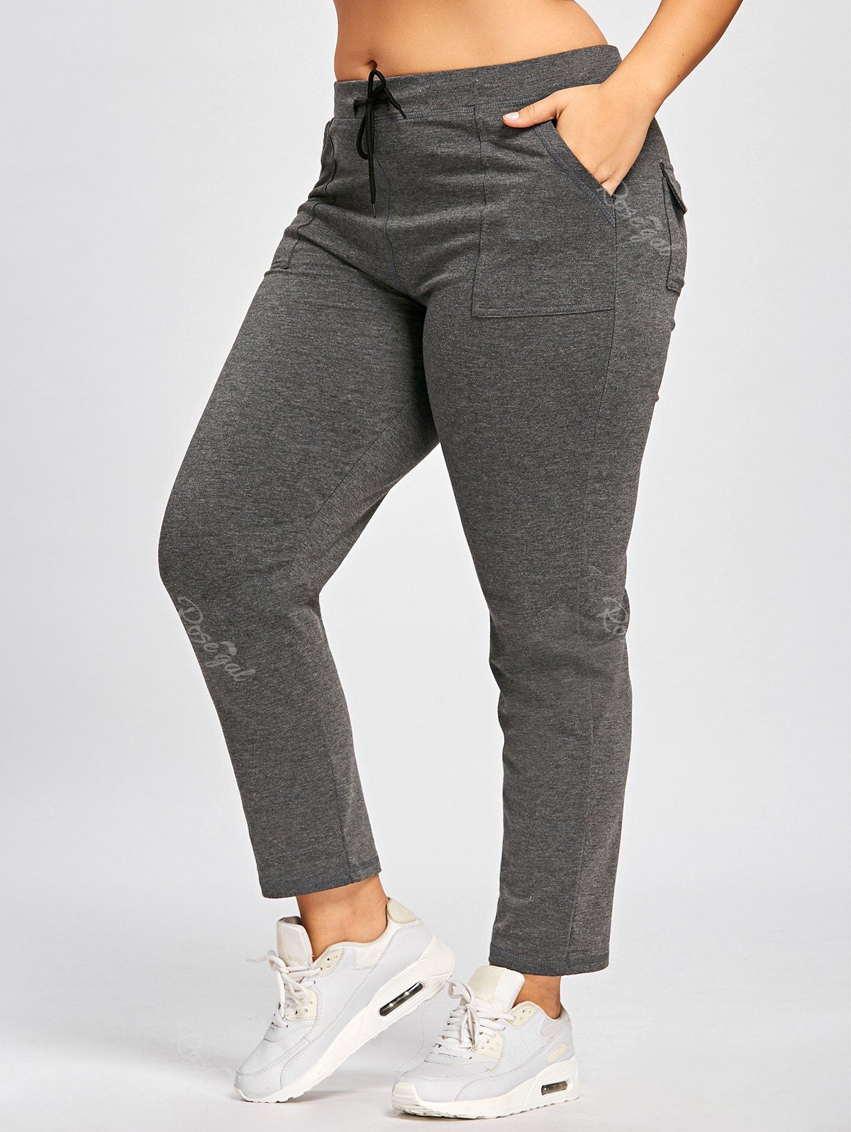 

Casual Plus Size Drawstring Pants, Smoky gray