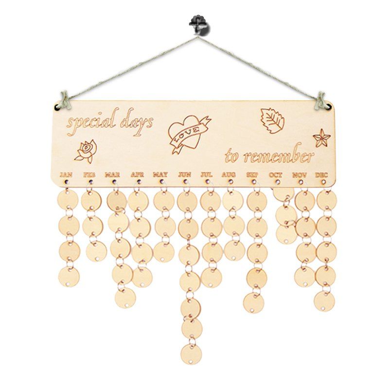 

Special Days Birthday Calendar DIY Wooden Reminder Board, Ivory yellow