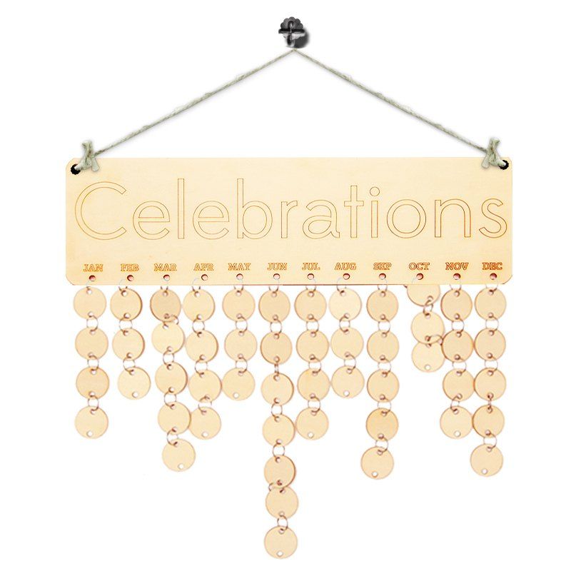 

DIY Wooden Celebration Days Birthday Calendar Reminder Board, Ivory yellow