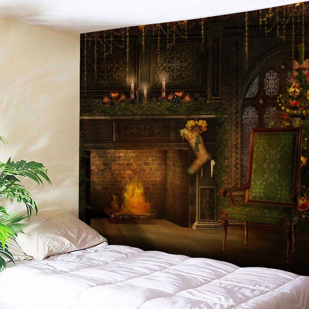 

Christmas Fireplace Print Wall Decor Tapestry, Colormix