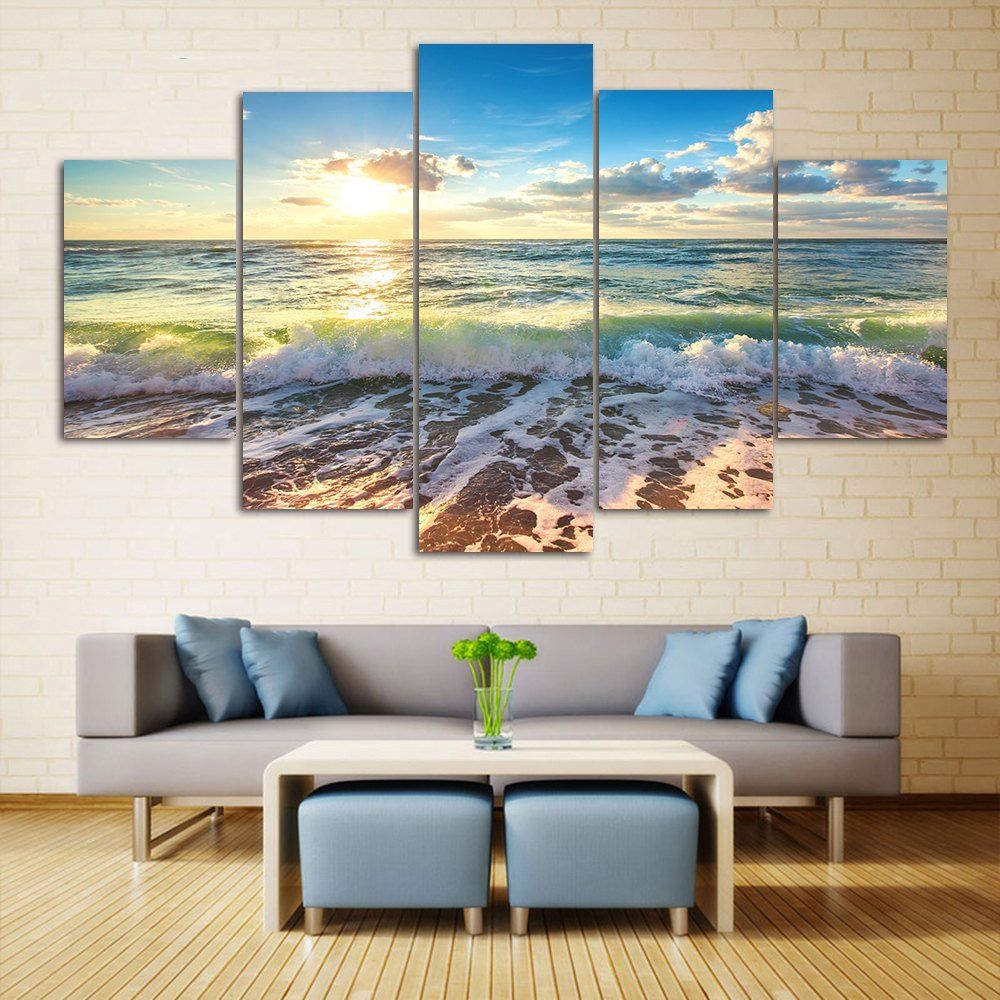 Sea Beach Scenery Print Wall Art Split Canvas Paintings