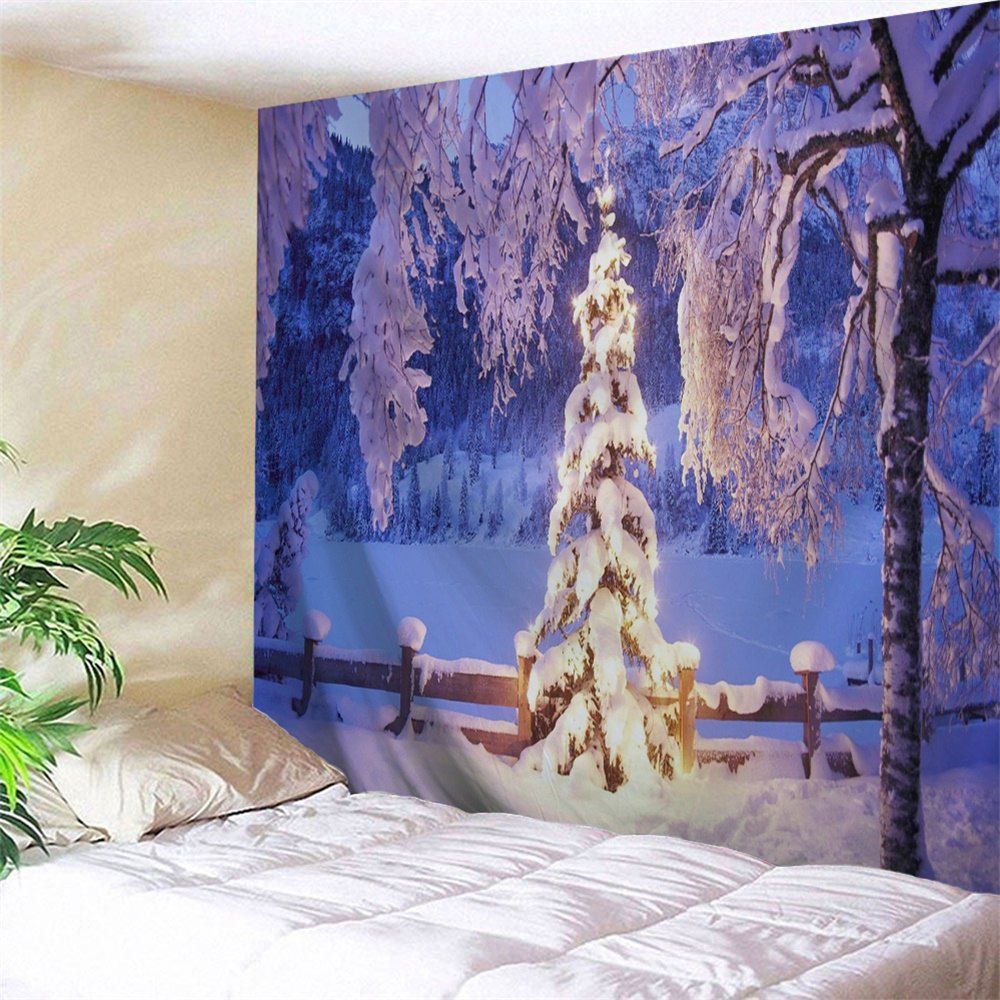 

Wall Hanging Christmas Snow World Tapestry, Violet blue