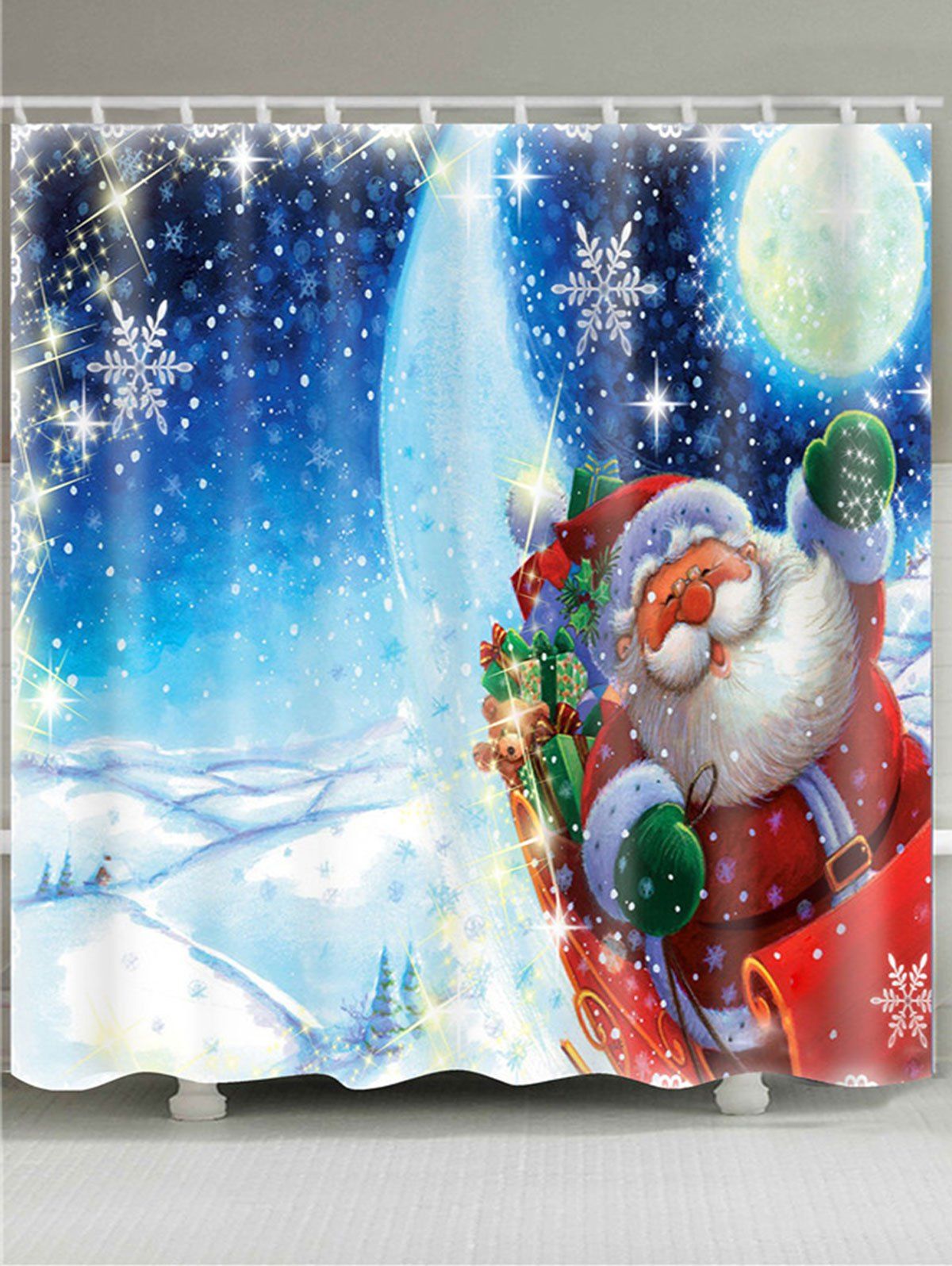 

Father Christmas Lighting Printed Waterproof Shower Curtain, Colorful