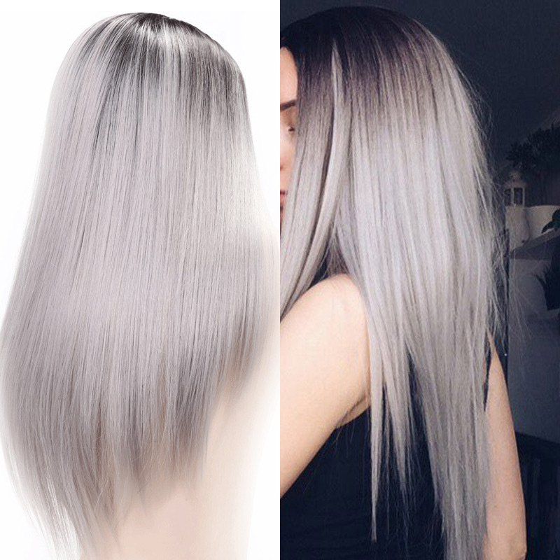 

Long Center Parting Straight Ombre Synthetic Wig, Colormix