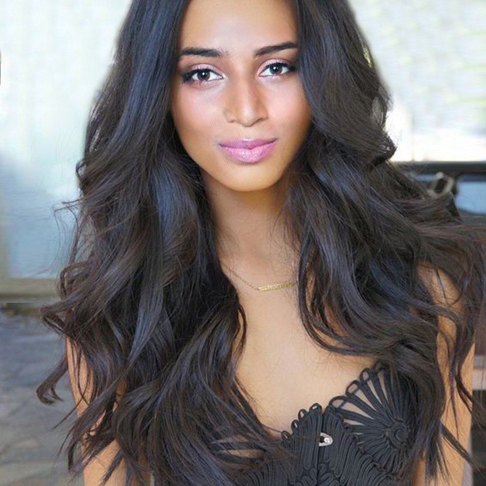 

Long Center Parting Fluffy Loose Wave Synthetic Wig, Black