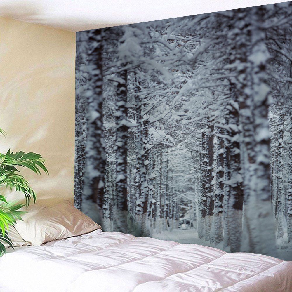 

Christmas Snow Forest Path Wall Art Tapestry, Grey white