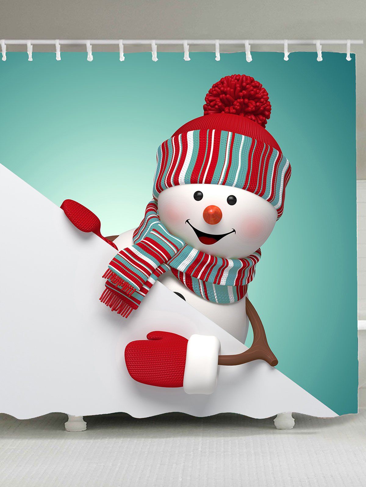 

Merry Christmas Snowman Pattern Shower Curtain, Colorful