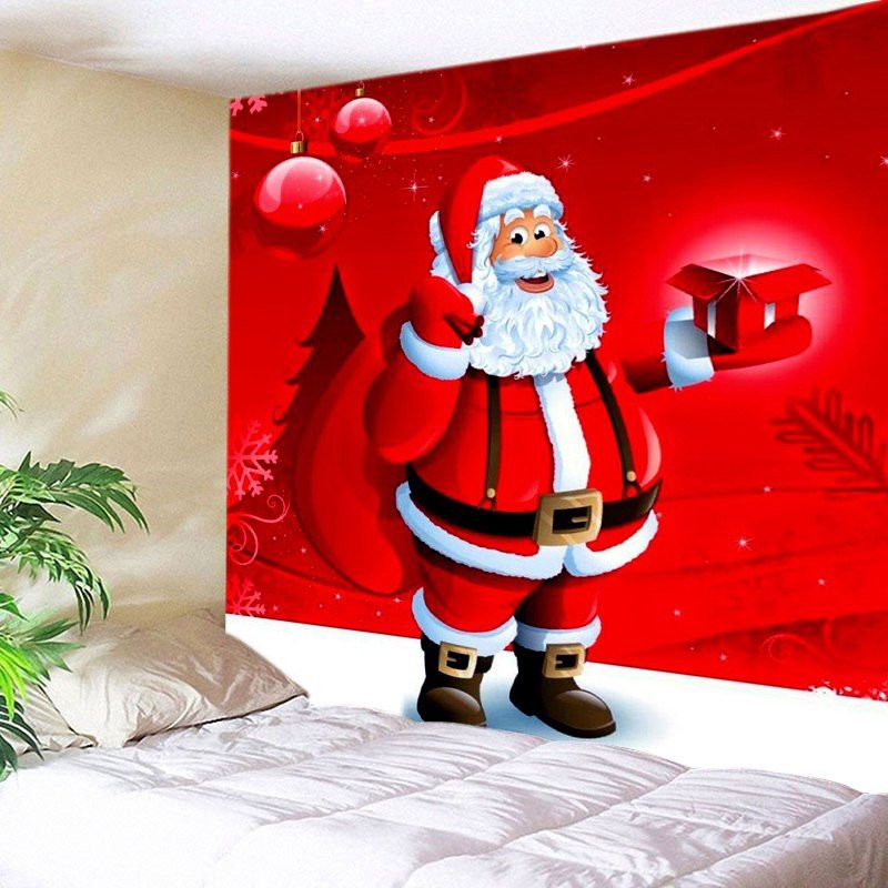 

Christmas Santa Gift Print Tapestry Wall Hanging Art Decoration, Red