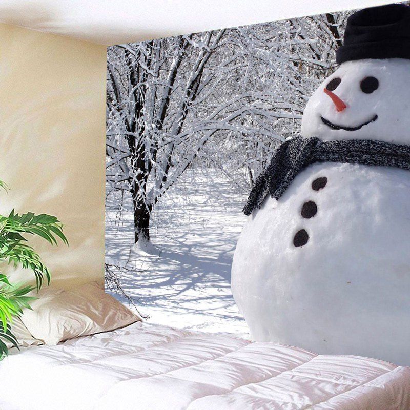 

Snowman Forest Print Tapestry Wall Hanging Art Decoration, White