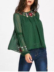 Blouson brodé à fleurs -  