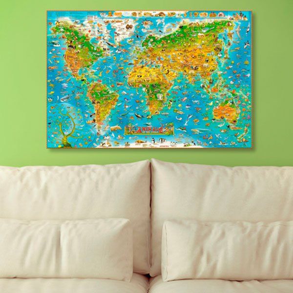 Peinture Sur Toile Pour Toile Murale Pour Carte Du Monde En Sea Blue