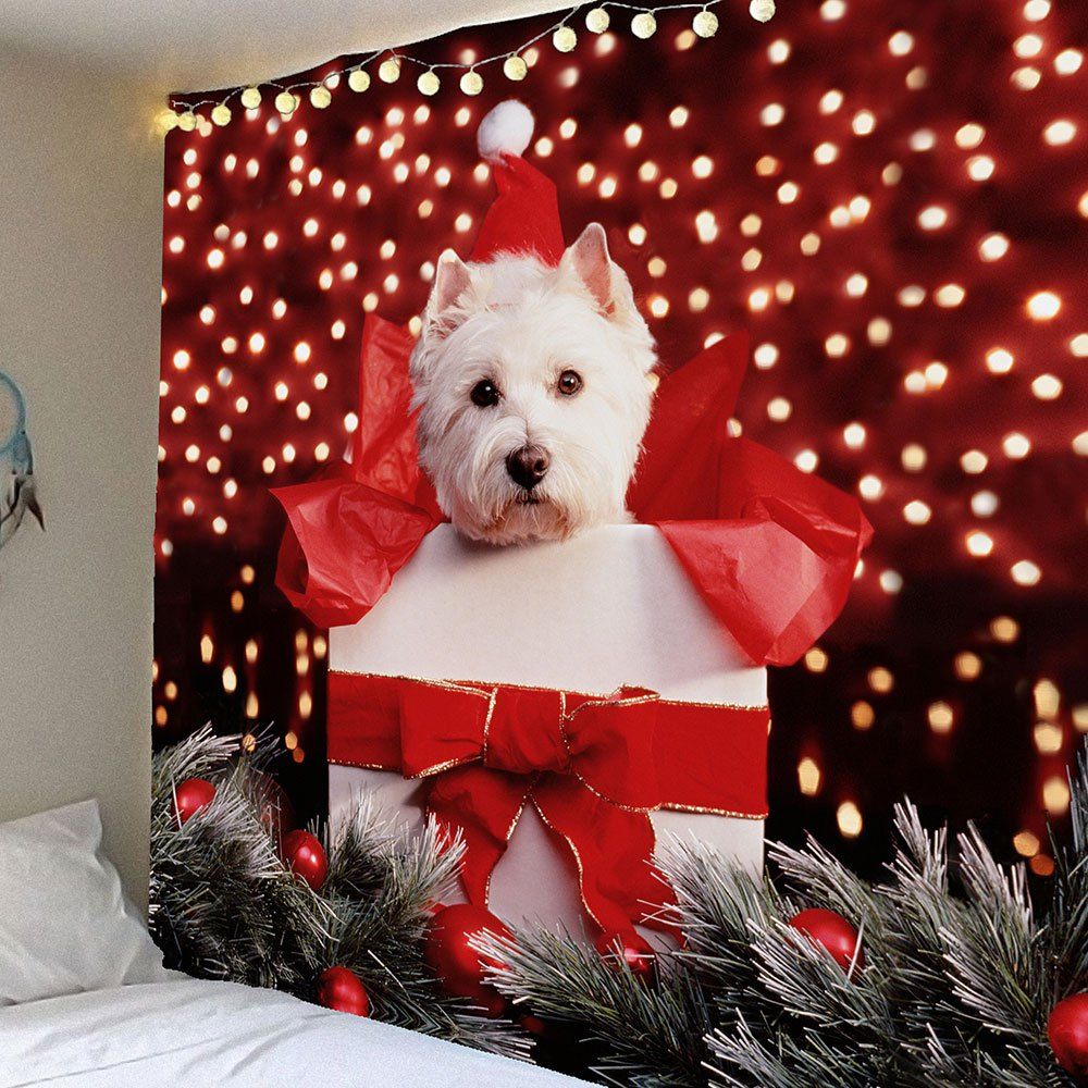 

Waterproof Christmas Dog Printed Wall Hanging Tapestry, Colorful