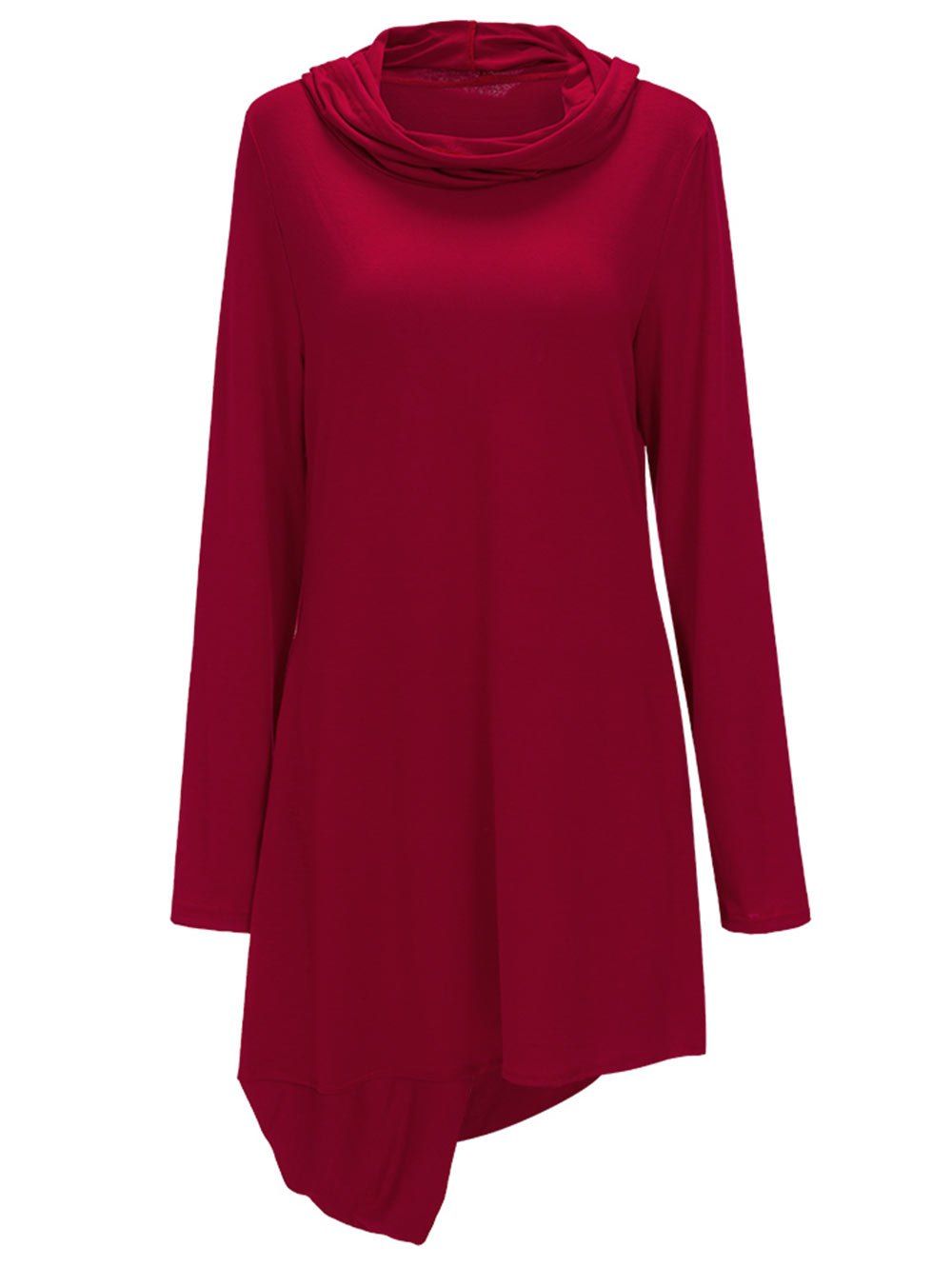 

Asymmetric Cowl Neck Sweatshirt Dress, Red