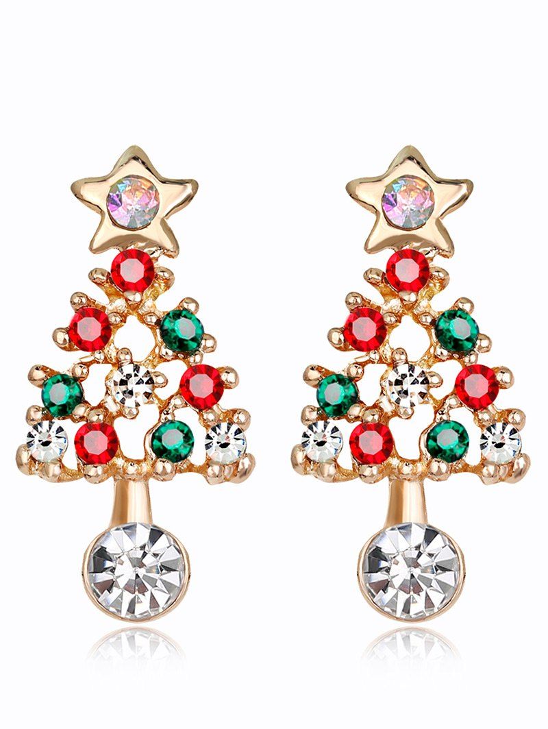 

Acrylic Rhinestone Hollow Out Christmas Tree Shape Earrings, Colormix
