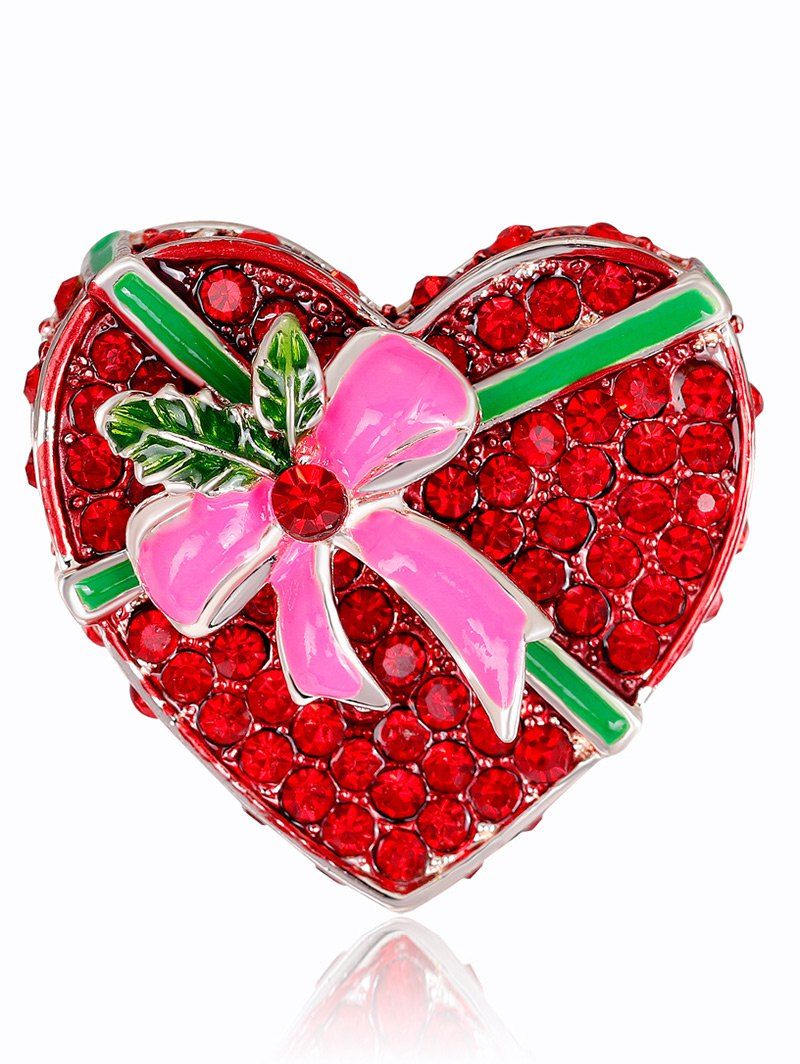 

Faux Ruby Heart Shape Gift Box Brooch, Red