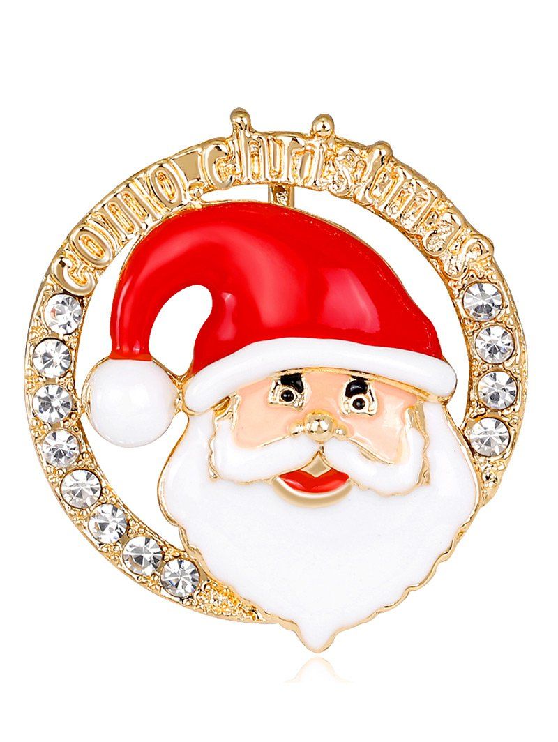 

Round Shape Santa Claus Head Portrait Brooch, Red