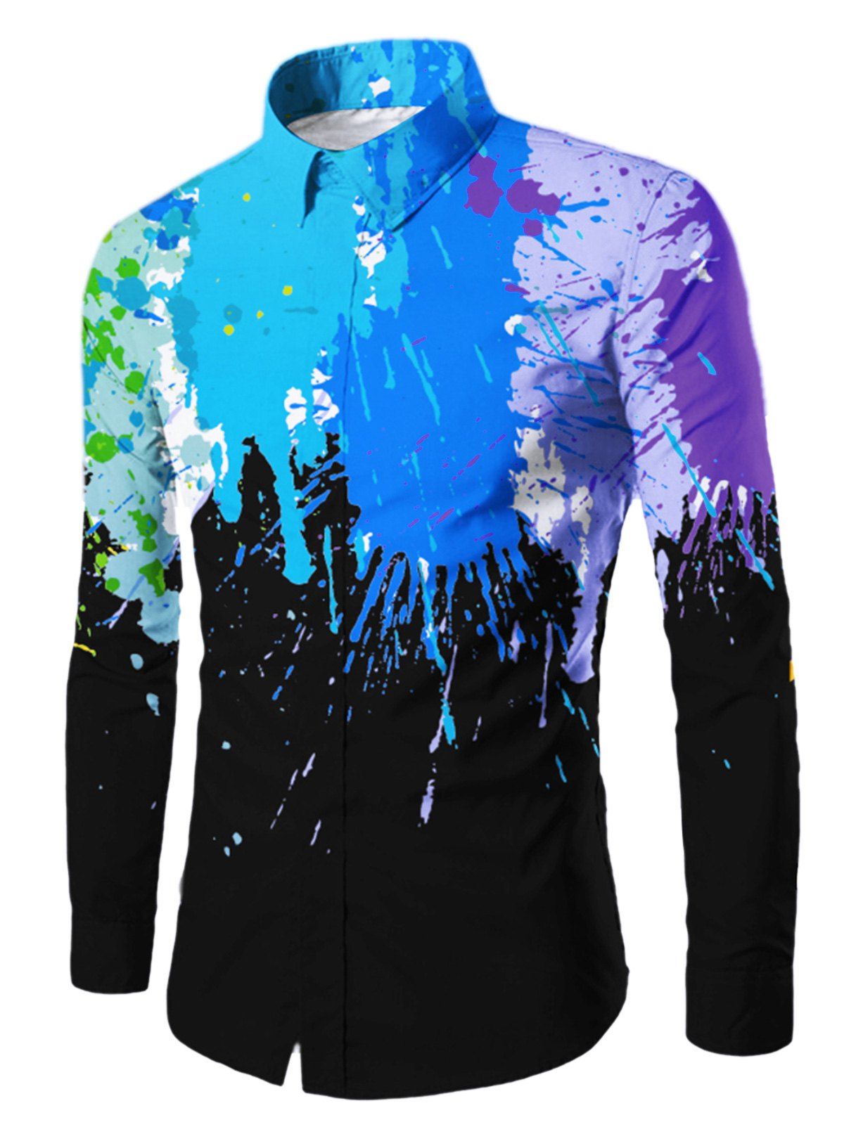 

Allover Painted Long Sleeve Shirt, Black