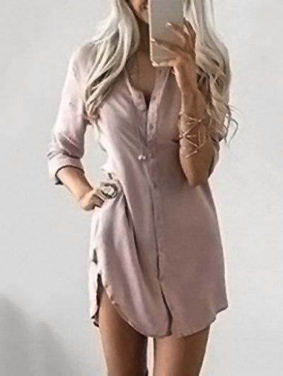 

Button Down Tunic Dress, Nude pink