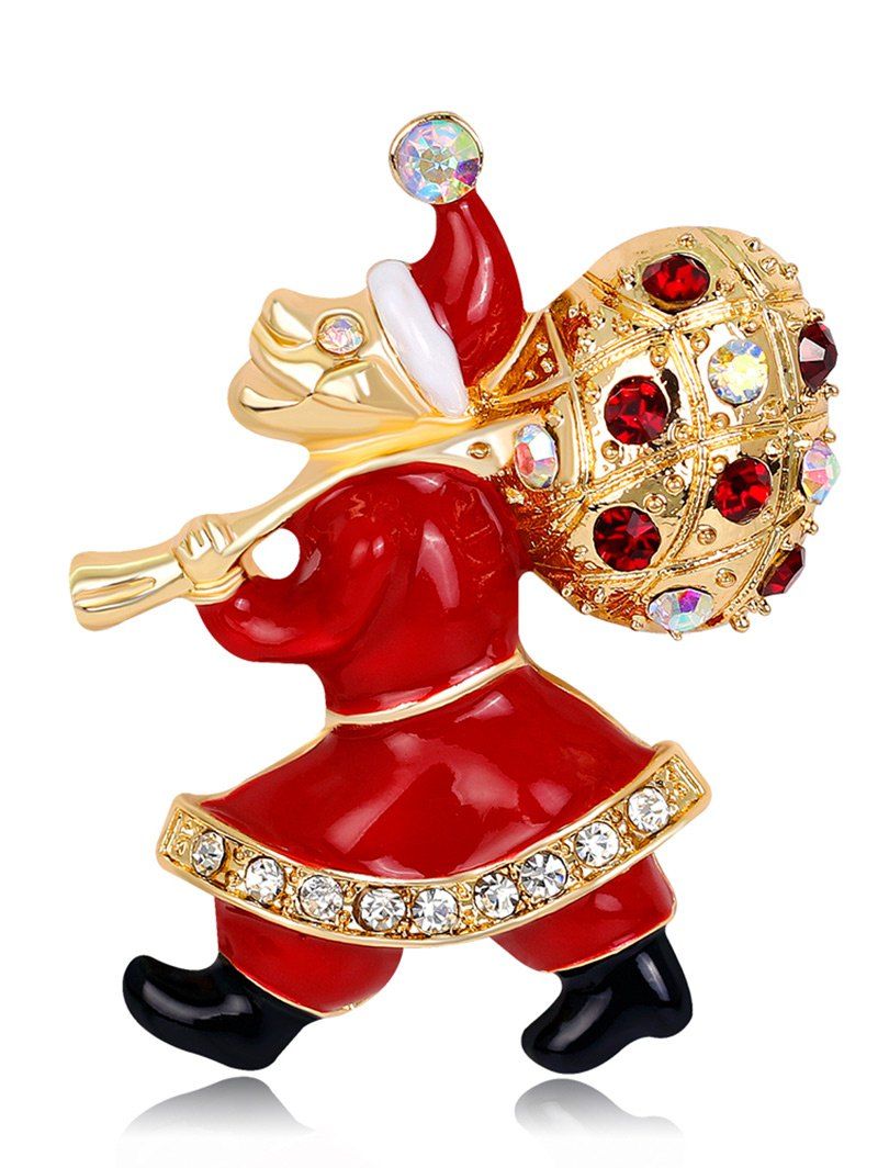 

Rhinestoned Christmas Santa Gift Brooch, Red