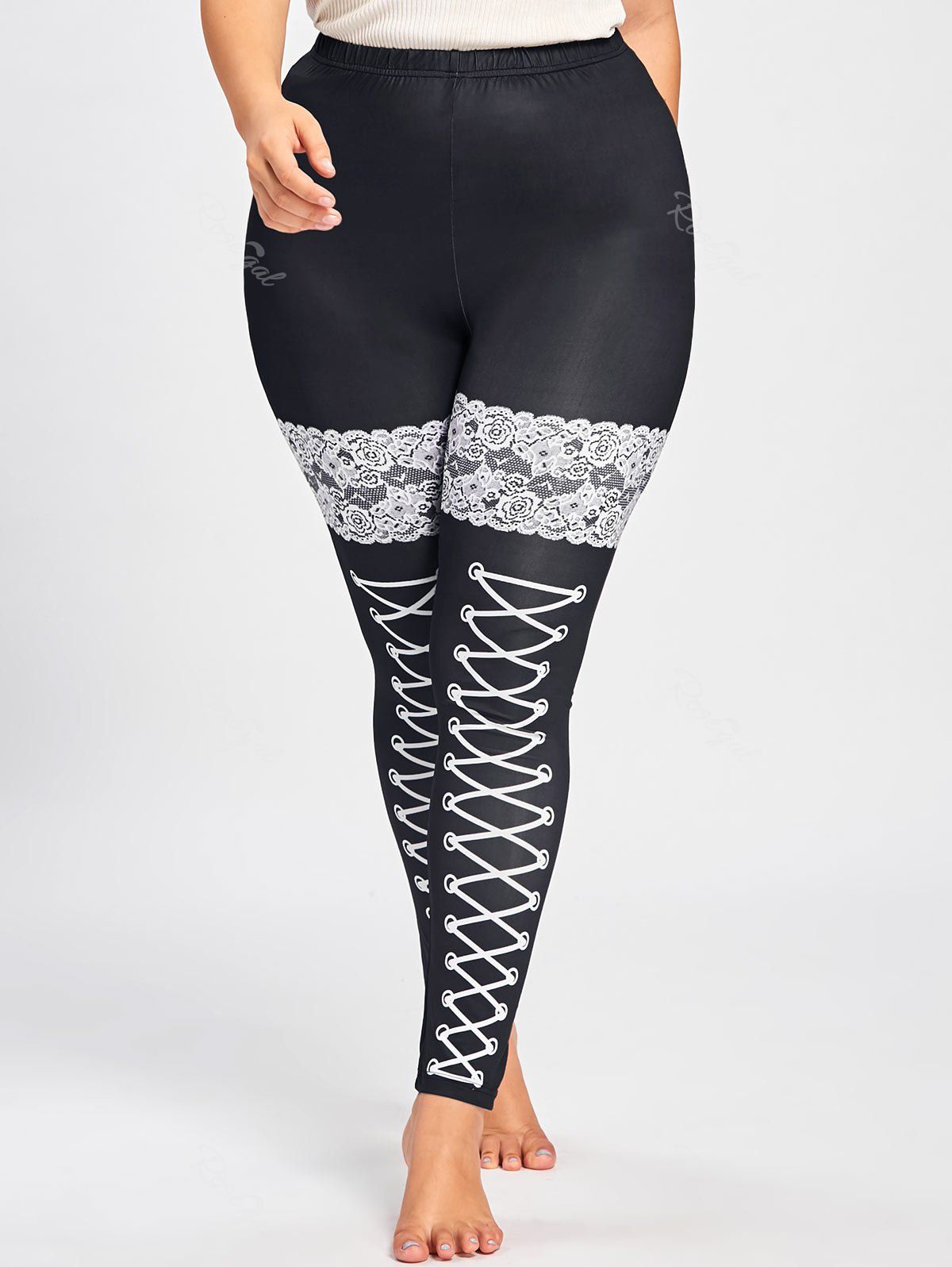 

Plus Size Monochrome Tight Leggings, Black