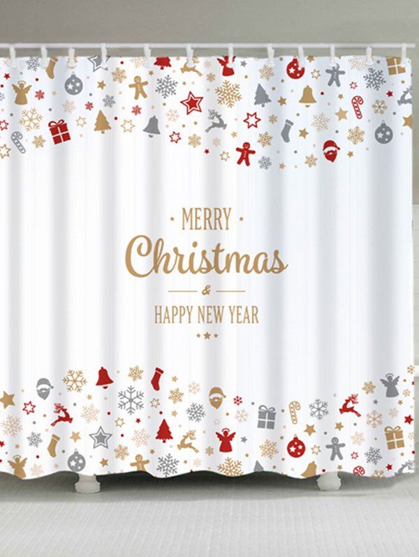 

Waterproof Christmas Graphic Bath Curtain, White