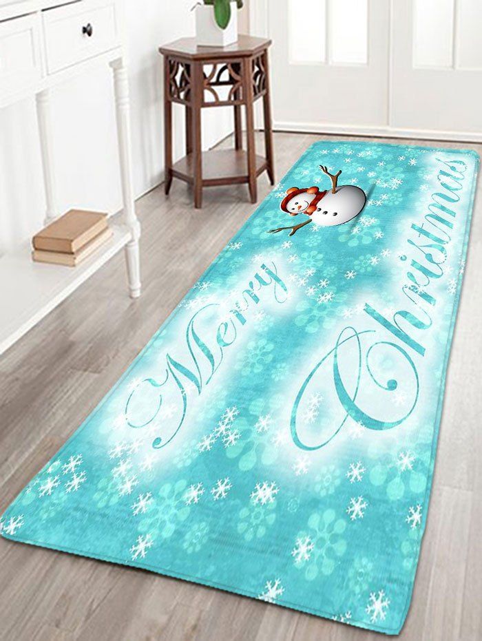 

Thin Flannel Christmas Snowflake Snowman Rug, Cloudy