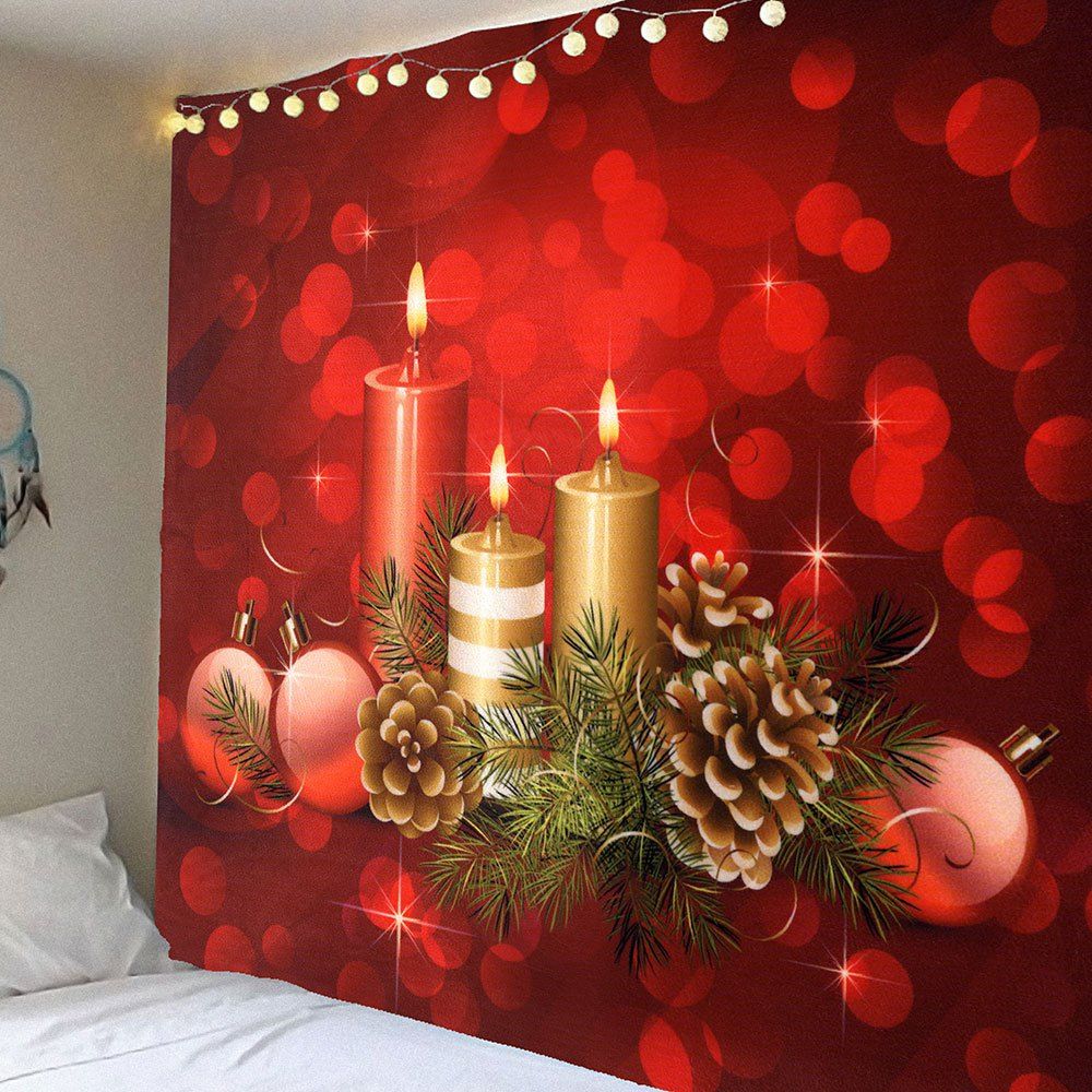 

Waterproof Romantic Candle Pattern Wall Hanging Tapestry, Red