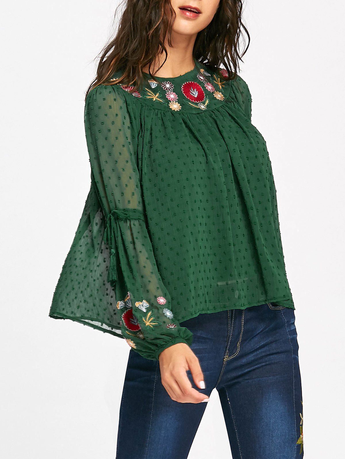 Blouson brodé à fleurs  