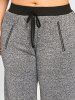 Drawstring Waist Zipper Embellished Plus Size Jogger Pants -  