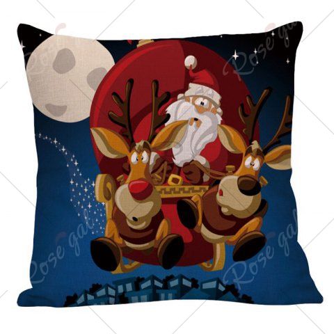

Christmas Cartoon Elk Pattern Linen Pillow Case, Colorful