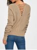 Cable Knitted Back Lace Up Sweater -  
