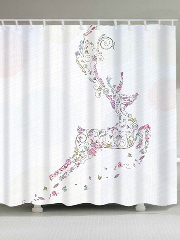 

Christmas Deer Waterproof Shower Curtain, White
