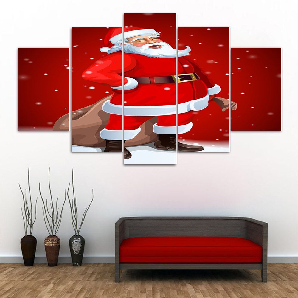 [50% OFF] Santa Claus Print Wall Art Split Canvas Paintings | Rosegal